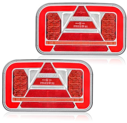 Qiping LED Rückleuchten Anhänger, 12V/24V DC Universal Rückleuchten mit 6 Funktionen, Anhänger Beleuchtung E-Geprüft, Rückleuchte für RV LKW