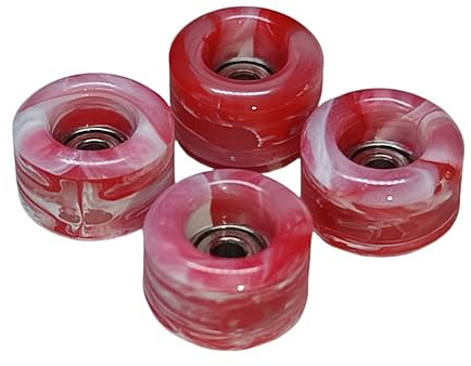 SPITBOARDS Fingerboard Urethane Swirl Wheels 60D with Real Ball Bearings Professional CNC Quality - Swirl Red