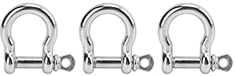 Pilipane Schraubstift-Ankerschäkel, bogenförmiger Lastschäkel, Zinklegierung, Bogenschäkel, D-Ring-Schäkel für Outdoor-Camping, Paracord, Survival-Armband, 3 Stück