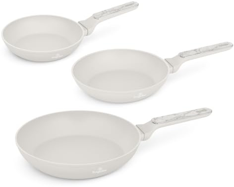 Berlinger Haus 3-teiliges Pfannen-Set, antihaftbeschichtet, aus geschmiedetem Aluminium, für Induktionsherde, 20/24/28 cm, TitanPro, ergonomischer Griff, Kollektion Sahara Marble