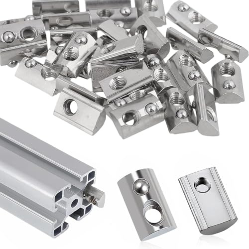 50 Stück Nutensteine mit kugel Nut 8, 30-Serie Nutenstein M8 Aluprofil 30x30 Kohlenstoffstahl T Nutmuttern Nutsteine Set für Aluminiumprofil-Extrusionsschlitz