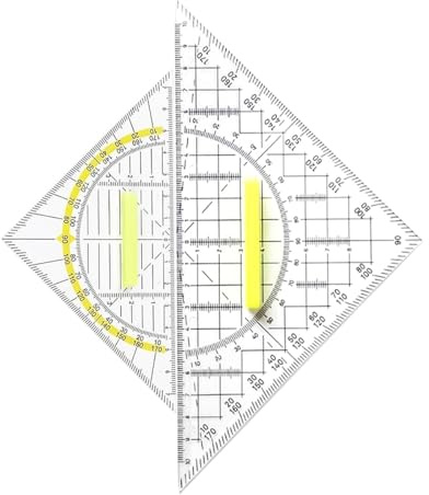 Ausi 2-delad triangel med handtag, stor och liten transparent triangellinjal, flexibelt ritverktyg f?r geometri, teknisk ritning och modellering