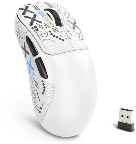 LexonElec HXSJ T700 Ultra-Light Wireless Gaming Mouse, Weiß B | Ergonomischer Formfaktor für Rechtshänder, BT/2,4G Kabellos/USB Wired Computer-Maus, Optischer Sensor mit 10,000 DPI, PC/Mac