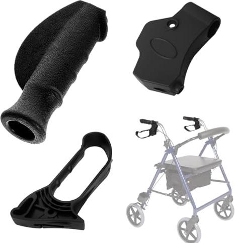 Rollator Handbremse & Griff Montage für Rollator Ersatz – Mobilitätshilfe Handgriffe ohne Bremskabel, passend für 22 mm Schläuche
