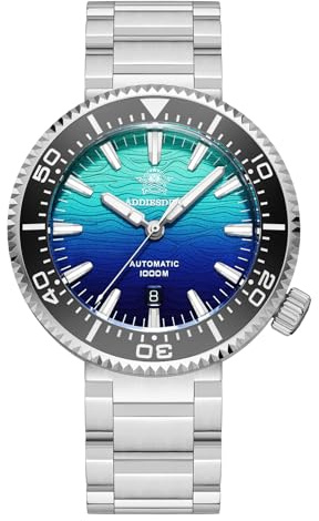 ADDIESDIVE Taucheruhr 1000M wasserdicht mit Heliumventil 8215 Automatikwerk Leuchtende Keramik-Lünette mechanische Uhr Saphirglas Zifferblatt mit Farbverlauf herrenuhr AD2526