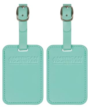 American Tourister Gepäckanhänger - Kofferanhänger für Koffer und Taschen, mit verstellbarem Riemen, inklusive Adresskarte, Set aus 2 Stück, Mint (Jelly Mint)