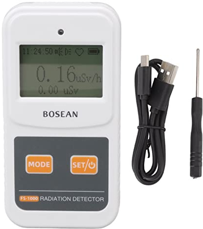Torvex Geigerzähler, FS 1000 Nuklearstrahlungsdetektor, Dosimeter mit energiekompensierter GM-Röhre für Beta-Gamma-Röntgenstrahlen, weiß