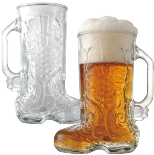 Chefcaptain 2 Liter 68OZ Oversized Beer Boot Mugs Zero lead Stein Mugs with Handle Large Heavy-Duty Oktoberfest Pack Of 2 (XXL Boot Mug 2L 68OZ)