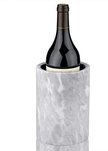 Enfriador de vino de mármol natural Linkidea, elegante cubo aislante para botellas de vino, regalo para entusiastas del vino, ideal para reuniones y eventos (blanco)
