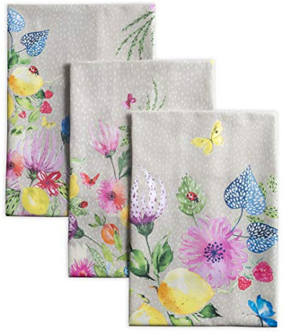 Maison d' Hermine Jardin D'Ete-Fog Lot de 3 Serviettes de Cuisine Multi-usages, 100% Coton, pour Le Bar, Printemps/été, 50 x 70 cm