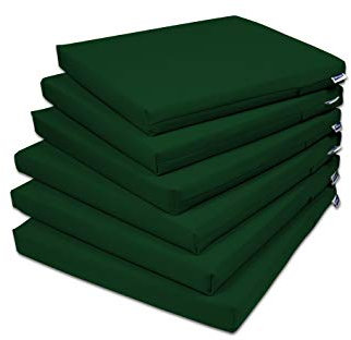 Rollmayer 6er Set Stuhlkissen Stuhlauflage Sitzkissen Sitzpolster Auflage für Stühle in Haus und Garten Kollektion Vivid (Flaschengrün 26, 40x40x4cm)