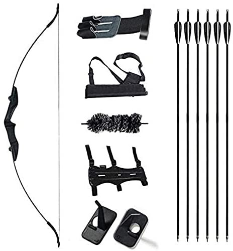 Huntingdoor Pfeile und Bogen Set 57 Zoll Takedown Recurvebogen mit Doppelpfeilauflage Carbonpfeile Kit Bogenschießen für Anfänger Zielübun