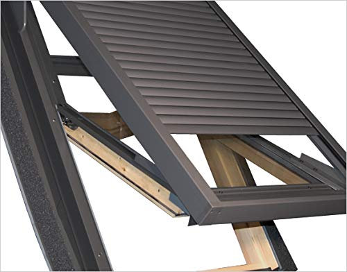 Dakea Außenrollladen Für Rooflite F6A 66x118cm Holz Dachfenster Aussenrollladen elektrisch mit Steuerung und Fernbedienung Hitzeschutz Dachfenster Sonderangebot