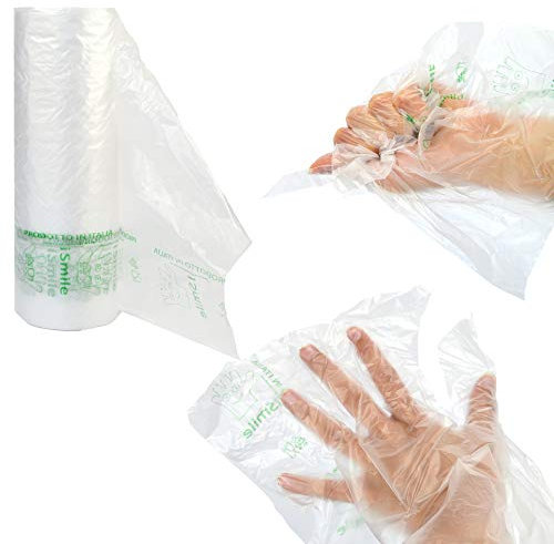 IMBALLAGGI ALIMENTARI PZ 500 Guanti PALMATI HDPE in Rotolo 23 X 28 Trasparenti Ideali per REPARTI di ORTOFRUTTA, PANIFICI, PIZZERIE ETC.