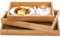 Jucoan 3 Pack Bambus Butler Serviertablett mit Griffen, Rechteck hölzerne Ottoman Tablett, Frühstück Abendessen Snack Lebensmittel Tabletts für Küche Kaffee Tisch Parteien Restaurants