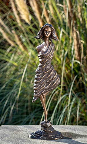 IDYL Bronze-Skulptur Moderne Frau | 55x18x11 cm |Bronze-Figur handgefertigt | Gartenskulptur - Wohnbereich-Dekoration | Hochwertiges Kunsthandwerk | Wetterfest