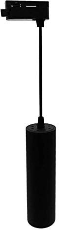 Faretto Led Pendente, Compatibile con Binario Monofase, Sistema Illumiazione Binario, Lampadina Led GU10 8W 3000K Inclusa, Colore Nero, Luce Cucina, Snack, Tavolo, Bar