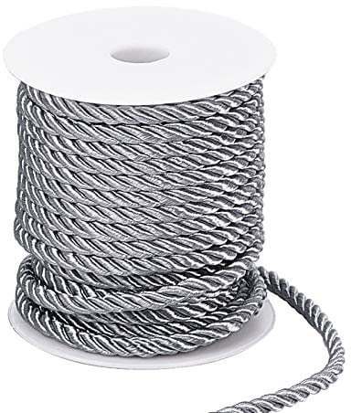 PH PandaHall 18m Corda Intrecciata in Poliestere 5mm Cordino Decorativo Ritorto, Filo di Corda a 3 Strati per Decorazioni per la Casa Avvolgimento Regalo Natale Fai Da Te, Grigio Scuro