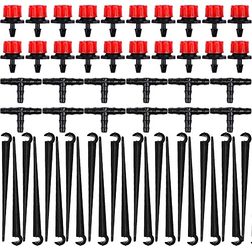 Kalolary 150PCS Drip Irrigation Kit Accessories Plant Watering System Adjustable Micro Flow Drip Irrigation Dripper DIY Automatic Irrigation Set for Gardens, Lawns, Greenhouses