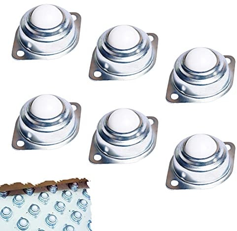 Kugelrollen, 6 Stück Nylon Möbelrollen, Kugelrollen für Möbel, Kegelrollenlager mit Bodenflansch Montagelöcher, Transfer Einheiten für Förderbändern Montierte Wälzlager(Nylon Ball)