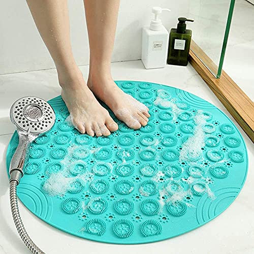 RHP Badematte Antirutschmatte Dusche Duschmatte rutschfest,Duschwanneneinlage mit Saugnäpfe & Ablauf Loch,Duscheinlage Komfort Massage Duschunterlage Bad Kicherheits Antibakteriell PVC Rund - Grün