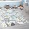 Paco Home Kinderteppich Teppich Kinderzimmer Spielteppich Pastell Junge Mädchen Auto Straße Haus Creme Petrol Grau Gelb, Grösse:240x340 cm