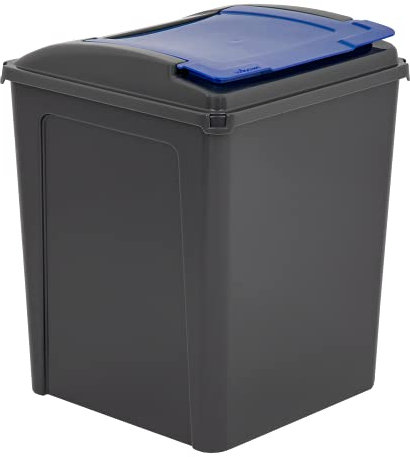 25L, 50L Litre Plastic Indoor, Outdoor Recycle Recycling Waste Bin, Slimline Bin with Lid for in the Home/Kitchen - Made in UK (Blue, 50L)