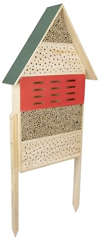 Windhager Insektenhotel High-Rise - Nistkasten, Bienenhotel, Bienenhaus - Insektenhaus aus Holz für Bienen, Marienkäfer & Florfliegen - Nisthilfe mit Holzfüßen - Ganjährig einsetzbar