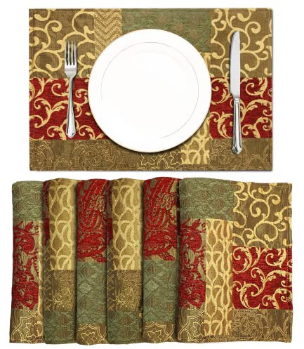 TOPLUXE Placemats 30x45cm, Table Mats for Dining Room/Restaurant/Banquet/Festival Decoration (Set of 6, Patchwork)