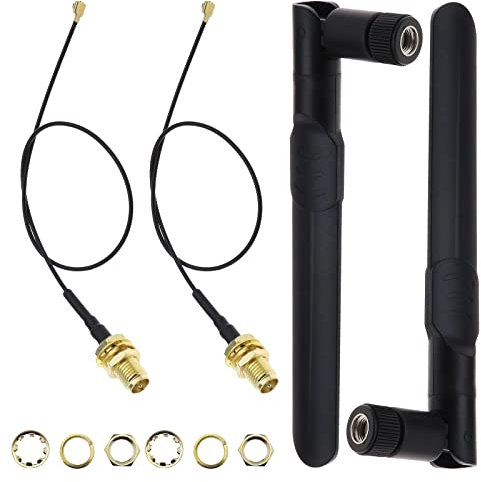 Be In Your Mind 2-teilig Dual Band Funk Antenne 8dBi 2,4GHz 5GHz Drahtlose Netzwerk WiFi RP-SMA Männlich Antenne mit 2X 20cm IPEX zu RP-SMA Pigtail Kabel für Mini PCIe Card Router Repeater Drohne