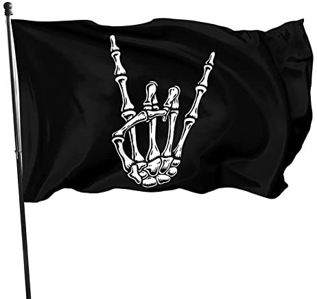 945 Outdoor Flaggen Heavy Metal Totenkopf Rock Hand Gartenfahne Langlebige Militärflagge Einfach Zu Bedienen Garten Banner Für Feiertage Veranda Haus 90X150Cm