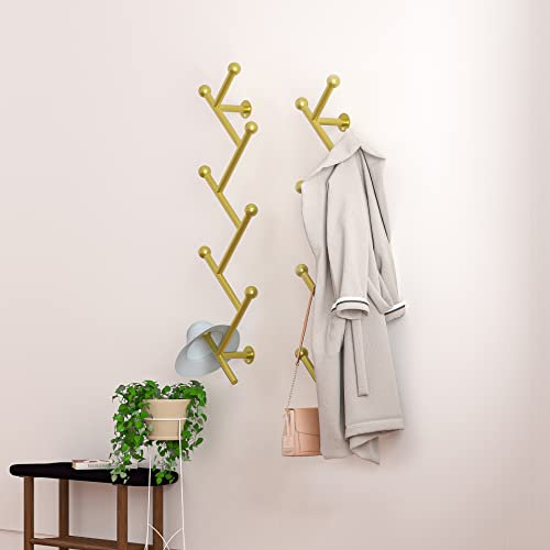 TONGS Wandgarderobe Massivholz zum Aufhängen für Wohnzimmer Schlafzimmer - Dekoration, Handtuchhalter (golden,78 x 22 x 10 cm)