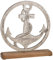 Anker im Kreis aus Aluguss mit Sockel aus Mangoholz - 23x5x26cm - Maritime Deko