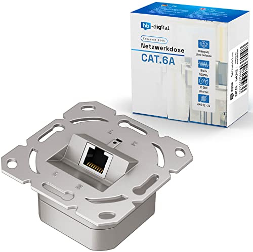 HB-DIGITAL 5x CAT 6a Netzwerkdose RJ45 1-Port STP geschirmt kompatibel mit starre LAN Kabel PoE T568A/B Standard Zinklegierung 10 Gigabit 50mm x 50mm - Ohne Gehäuse