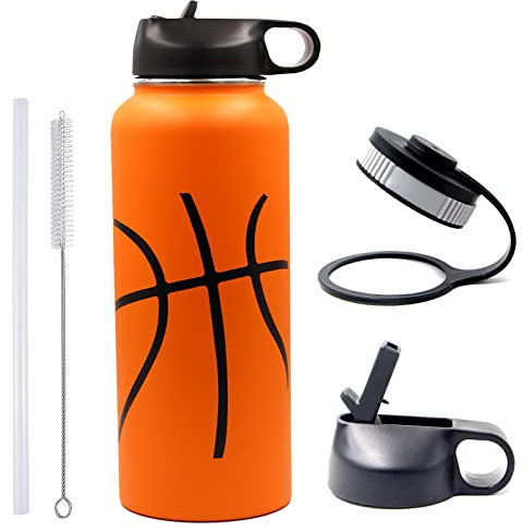 Bouteille d'eau en métal avec 2 couvercles, couvercle étoilé et bouchon flexible, sans BPA, en acier inoxydable 18/8 à double paroi, isolation sous vide, bouteille d'eau de sport de 1200 ml