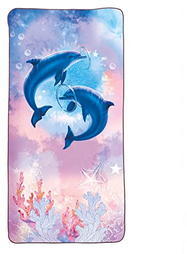 ROTH Kinder-Badetuch Delfine - 60x120 cm, platzsparendes und schnell trocknendes Schwimmtuch