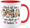 Oma Tasse personalisliert mit Bild, Glück ist eine Oma wie dich zu haben, Geschenk personalisierbar Großmutter Spruch Enkelkinder Geschenkidee Enkel Kaffeetasse (Weiß/Rot)