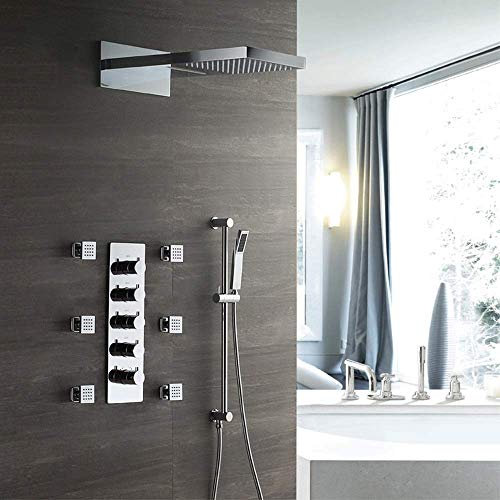 CAZARU Ducha Oculta con Varilla de elevación, rociador Lateral, Grifo de Ducha termostático de Flujo pequeño, Juego de Ducha Hermoso y práctico