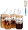 17OZ Glass Cups with Bamboo Lids and Glass Straw, Reusable Can Shaped Drinking Glasses with Lids and Straws & Brush,Wide Mouth Mason Jar Glass Cups for Smoothies, Tea, Cola, Juice, Soda (4 Pack)