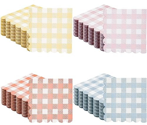 Fulmoon Gingham-Servietten, kariert, 2-lagig, Einweg-Servietten, gewellt, kariert, Papierservietten für Hochzeit, Geburtstag, Dekoration, Getränke, Fiesta, Babyparty, 12,7 x 12,7 cm, 100 Stück