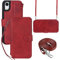 ELTEKER for iPhone XR Phone Case with Shoulder Strap Crossbody Lanyard, PU Leather Flip Cover Wallet Case with Card Holder for iPhone XR (6.1 Inch)- Red