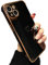 ZTOFERA Compatible with iPhone 15 Plus (6.7) Case for Girls Women, Flexible Silicone Protective Phone Case with Cute Love Heart Pattern Gold Edging Shockproof Bumper Cover, Black