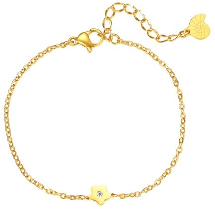 Happiness Boutique Bracelet à fleurs pour femme | Bracelet filigrane avec pendentif fleur en acier inoxydable en or - or rose, argent | Bracelet étanche avec breloque fleur