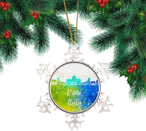 Italien Rom Rahmen Silber Weihnachten Ornament Straße Landschaft Reise Sehenswürdigkeiten Schneeflocke Ornamente Xmas Party Dekorationen USA Straße Malerei Staatsgebäude Bauernhaus Weihnachtskugel für