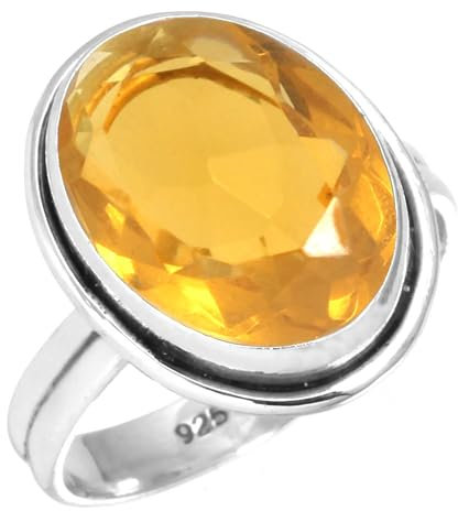 Citrin Quarz Ring 925 Sterling Silber Handgemacht Schmuck Größe 63 (20.1) (99042_CIT_R12)