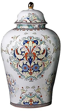 Deko Vase Chinesisches Porzellan-Ingwerglas Mit Goldbesatz, Kleine Keramik-glasierte Tempelglas-Vase, Tee-Vorratsglas Mit Deckel Vase mit Deckel