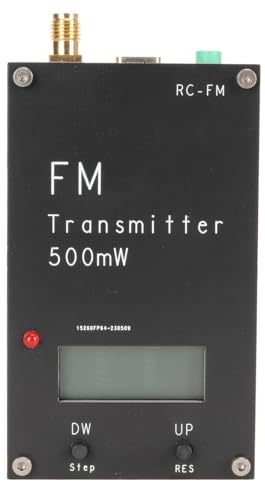 Transmisor FM digital, transmisor estéreo FM 2000M 500 mW con pantalla LCD, audio estéreo, conector de 3,5 mm, puerto USB C, para estación de radio FM pequeña