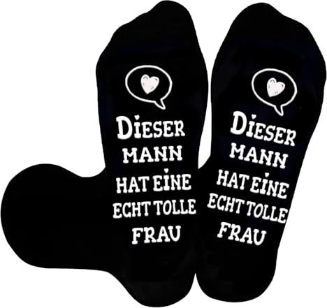 UEOTO Hochzeitstag Geschenke für Männer Socken mit Spruch Lustige Geschenke für Pärchen Freunde, Witzige Socken Paar Geschenk zum Valentinstag Jahrestag für Ihn Weihnachtsgeschenke für Partner Mann