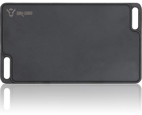 BBQ-Toro Plancha Rectangular de Hierro Fundido | 40 x 23 cm | Placa Reversible, Uso por Ambos Lados| Universal y Maciza | Plancha para Barbacoa de Carbón y Gas, Accesorio para Barbacoa, Sartén