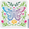 MAYJOYDIY Schmetterlings Pflanzen Schablonen 30 × 30cm Groß Schmetterling Blume Gras Schablone Mit Pinsel Frühlingsblume Schmetterlinge Vorlage Zum Basteln Holz Wand Stoff Papier Möbel